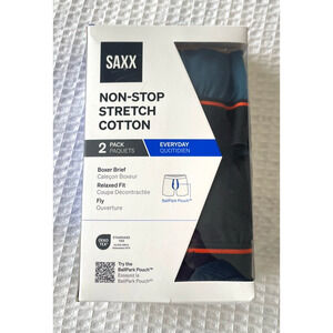 New Saxx Size XL Mens Non-Stop Stretch Cotton Boxer Brief 2 Pack